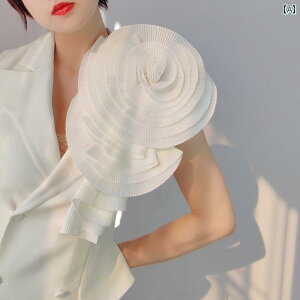 レディース ファッション デコレーション おしゃれ パーティー 華やか 精巧 アコーディオン プリーツ 大きめ 花 コサージュピン スーツ シャツ 装飾 頭 花