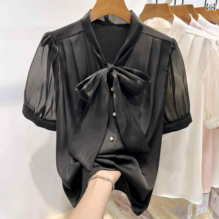 楽天市場】ブラウス レディース Vネック 半袖 シフォン オーガンジー 