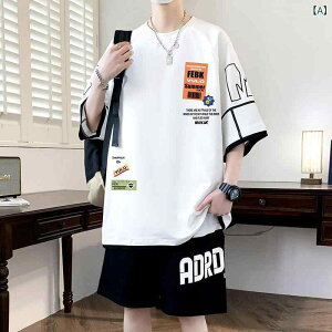 Tシャツ 男の子 ジュニア 中学生 高校生 半袖 ショートパンツ 上下セット 綿混 薄手 春夏 トレンド 韓国風 スタイリッシュ カジュアル 普段使い デイリー ルームウェア
