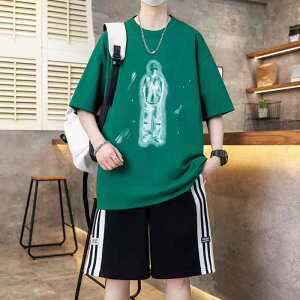 セットアップ 男の子 ジュニア 中学生 半袖 Tシャツ ショートパンツ 夏 カジュアル おしゃれ かっこいい 韓国風 薄手 綿混紡 普段着 通学