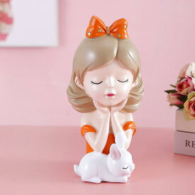 インテリア 置物 女の子 うさぎ 樹脂製 かわいい キャラクター フィギュア オブジェ デスク リビング 車内装飾 マスコット