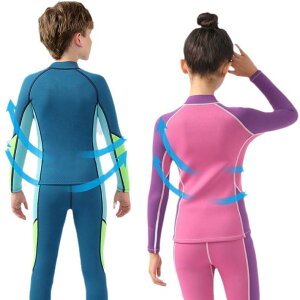 ウェットスーツ キッズ 子供用 3.5mm 厚手 セパレート ツーピース 長袖 保温 防寒 UVカット 日焼け防止 ネオプレン素材 裏起毛 マリンスポーツ シュノーケリング サーフィン ダイビング プール