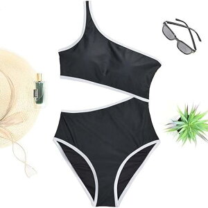 ワンピース水着 レディース ワンショルダー バックオープン セクシー タイト 単 速乾 伸縮性 胸パッド付き ノンワイヤー ノースリーブ ポリエステル ビーチ プール 海水浴 マリンスポーツ