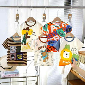 Tシャツ 子供 男の子 女の子 ベビー 幼児 赤ちゃん 綿100 半袖 丸首 吸湿速乾 柔らかい肌触り カジュアル 夏 動物柄 キャラクター ロゴ プリント トップス カットソー