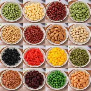 食品模型 子供 キッズ リアル 本物そっくり PVC製 五穀雑穀 豆類 穀物 米 ナッツ ドライフルーツ 知育玩具 幼稚園 早期教育 認知学習 ディスプレイ 教材 おままごとグッズ