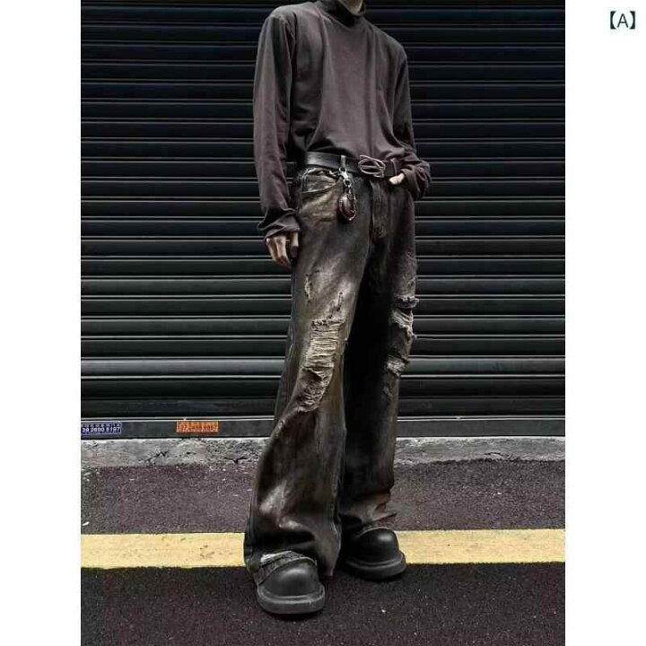 楽天市場】デニムパンツ メンズ ダメージ加工 ユーズド加工 ダーティー 