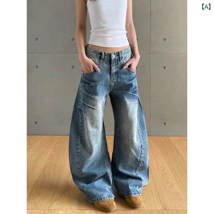 楽天市場】デニムパンツ メンズ ワイドシルエット ウォッシュ加工 猫 