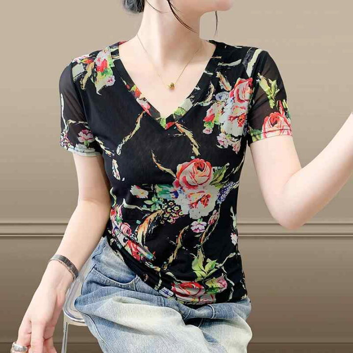 楽天市場】Tシャツ レディース ヨーロピアンテイスト 春夏 メッシュ 