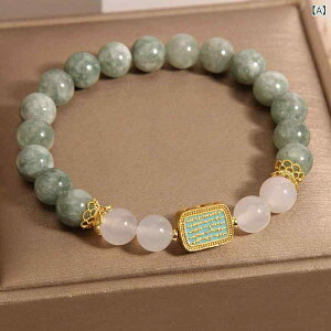 ブレスレット レディース 女性用 天然 油青翡翠 水晶 五条経文 お守り パワーストーン 黄のラビットヘアルチルクォーツ シンプル 繊細 上品 普段使い カジュアル