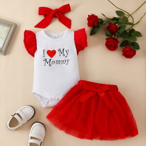 �x�r�[�� ���̎q ���ĕ� �� 3�_�Z�b�g �ȍ� �z���C�g ���X�� �����p�[�X �uI Love Mama�v�v�����g �m�[�X���[�u�g�b�v�X �`���[���X�J�[�g ���n