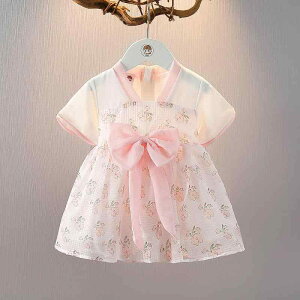 ワンピース 女の子 ベビー キッズ 半袖 Aライン プリンセスドレス 夏服 チュール かわいい おしゃれ お出かけ 子供用 ピンク ライトグリーン ポリエステル
