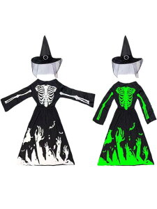 コスチューム キッズ ハロウィン 死神 仮装 ゴースト 幽霊 闇の使者 蓄光 ブラック 全身 衣装 イベント パーティー ポリエステル