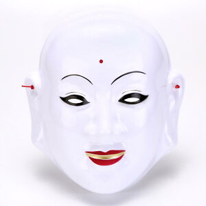 マスク ハロウィン 笑顔 三蔵法師 仮面 ホラー マーダーミステリー 仮装 コスプレ プラスチック製 小道具 鬼面 肌色系 ホワイト DIY