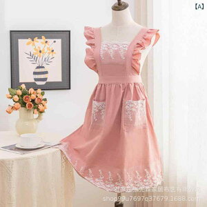 エプロン レディース 女性用 韓国 プリンセス風 フリル レース 肩紐 ノースリーブ 綿 ウォッシュコットン ゆったり 大きいサイズ 花屋 ガーデニング ネイルサロン 料理 普段使い カフェ 保育