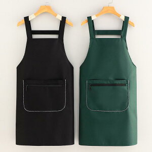 エプロン 男女兼用 大人用 フリーサイズ 防水 防油 撥水 耐汚 ノースリーブ コーティング加工 シンプル 無地 レザーラベル付き 飲食店 業務用 厨房 調理 作業用 ユニフォーム 制服