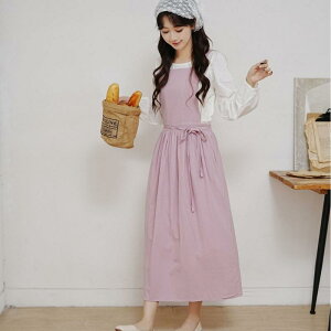 エプロン レディース 女性用 韓国 おしゃれ ゆったり ロング丈 綿 コットン 作業用 ワークウェア カフェ 業務用 ガーデニング フリーサイズ 撥水 汚れ防止