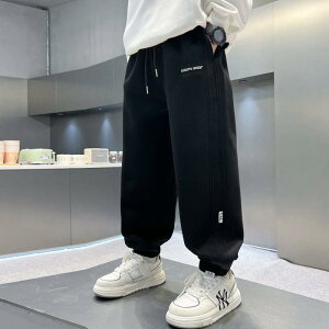スウェットパンツ 男の子 キッズ ジュニア 韓国 コットン ロングパンツ 長ズボン カジュアル スポーツウェア 通学 部屋着 普段使い 春秋 ソフト加工 動きやすい ブラック グレー