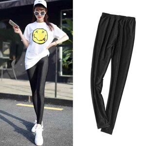 レギンス レディース 接触冷感 薄手 スキニー ハイウエスト 九分丈 大きいサイズ 普段使い スポーツ 無地 ナイロン ストレッチ 細見え 光沢感 春夏秋