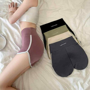 ショートパンツ レディース ヨガパンツ 三分丈 ハイウエスト 配色切り替え 白ライン スポーツ スリムフィット 大きいサイズ 着痩せ ポリエステル スパンデックス 春夏