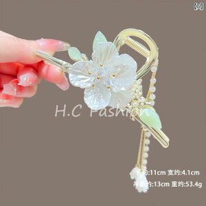 ヘアクリップ レディース 女性用 スズラン フラワーモチーフ タッセル まとめ髪 バンスクリップ シャーククリップ チャイナ風 レトロ 和風 亜鉛合金 ジルコニア 春夏 髪留め ヘアアクセサリ