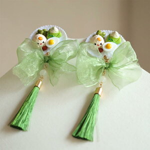 髪飾り キッズ 女の子 子供 端午の節句 ちまき リボン タッセル サイドクリップ 髪留め 漢服 古風 中華風 レトロ エスニック 吉祥柄 かわいい 手作り 普段使い 春夏