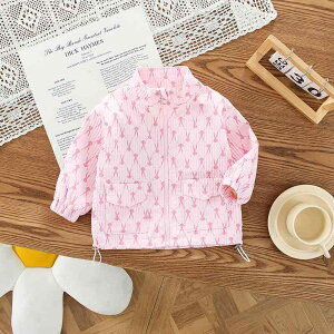 ジャケット 女の子 キッズ 韓国 プリンセス風 総柄 うさぎ柄 ラビットプリント おしゃれ かわいい カジュアル 春秋 普段使い 通園 通学 ベビー 幼児服 ピンク パープル ポリエステル