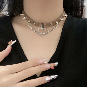 チョーカー ユニセックス デビルアイ スタッズ ダーク系 ブラウン 合金製 甘辛 スイートクール ロック パンク ストリート系 ファッションアクセサリー 個性的 クール おしゃれ 電気メッキ加
