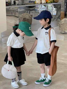 キッズ セットアップ 男の子 女の子 兄弟姉妹 お揃い 幼稚園 制服 園服 小学生 スクールウェア 卒業式 発表会 舞台 衣装 夏 サマー 半袖 上下セット 綿 コットン ソフト ロングパンツ 白 ホワ