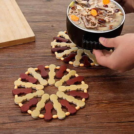 鍋敷き 竹製 家庭用 耐熱 断熱 ポットマット ランチョンマット コースター テーブルマット 円形 四角形 丸形 傷防止 滑り止め モダン ナチュラル 素材 エコフレンドリー