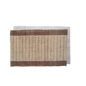 ランチョンマット 和風 ストライプ柄 苧麻 ラミー 手織り ハンドメイド 単層 春夏 テーブルコーディネート 断熱 鍋敷き コースター ブラウン ブラック アイボリー 長方形 ダイニング用