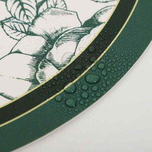 ランチョンマット 水墨画風 レザー プレイスマット テーブルマット 防水 防油 耐熱 円形 花柄 食卓用 アジアンモダン 和モダン カップ置き コースター