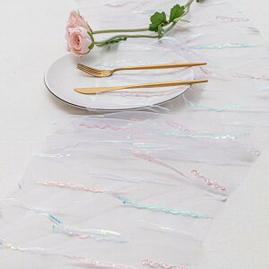 テーブルランナー 北欧風 バラ刺繍 チュール レース 母の日 結婚式 ウェディング 食卓 ダイニング キッチン用 白 ホワイト ポリエステル 春夏 装飾 インテリア