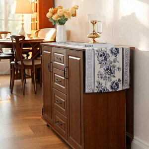 テーブルランナー 中国風 花柄 タッセル ポリエステル製 モダン シンプル 禅テイスト 家庭用 ダイニング ティーテーブル リビング 食卓 北欧 ブルー おしゃれ 上品 長方形 アクセント デコレ