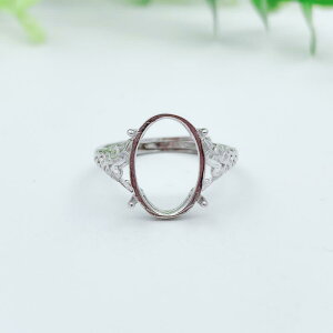 指輪 レディース 純銀 ロジウムメッキ加工 空枠 台座 リングパーツ オーバル 卵形 10x14mm 4点留め フリーサイズ サイズ調整可能 シンプル レトロ アンティーク風 普段使い 通勤 オフィス カジ