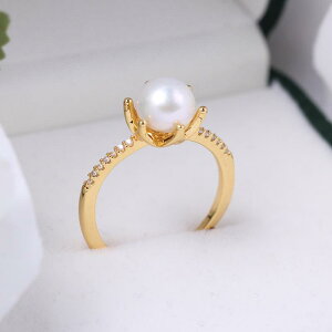 指輪 レディース DIY ハンドメイド パール 王冠 ジルコニア 宝石 台座 K18金メッキ 合金製 パーツ フリーサイズ エレガント 上品 個性的 シルバー ゴールド 春夏