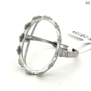 指輪 レディース 925シルバー 楕円 平底 フチあり 空枠 リング台 ハンドメイド 手作り DIY アクセサリーパーツ クラフト素材 開口調節可能