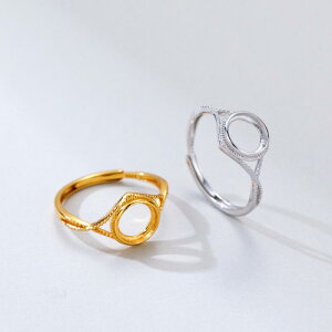 指輪 レディース 女性用 純銀 ゴールドプレーティング 空枠 未加工 石なし 開口式 サイズ調整可能 フリーサイズ 繊細 上品 エレガント おしゃれ 普段使い オフィス フォーマル 華奢 控えめな