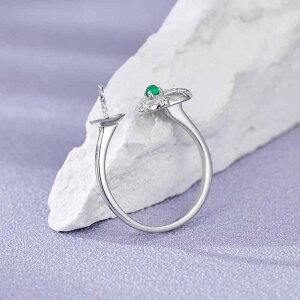 指輪 レディース 女性用 シルバー パール パール エメラルド ひし形 菱形 個性的 オープンリング フリーサイズ 調整可能 DIY 空枠 リング台座 高級感 電気メッキ加工