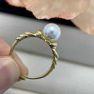 指輪 レディース 女性用 純銀 DIY パール パール 空枠 台座 レトロ ヴィンテージ風 シンプル エレガント 上品 洗練 万能 普段使い お出かけ フリーサイズ サイズ調整可能 定番 クラシック ゴー