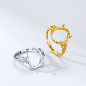 指輪 レディース 純銀 金メッキ オープンリング 空枠 石なし サイズ調整可能 フリーサイズ 精巧 繊細 ファッション 通勤 オフィス 上品 高級感 ゴールドカラー シルバーカラー