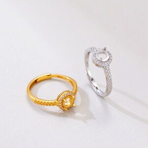 指輪 レディース シルバー 空枠 オープンリング ゴールド プラチナカラー 電気メッキ 円形 爪留め サイズ調整可能 ジルコニア 上品 高級感 大人 ジュエリー 普段使い プレゼント