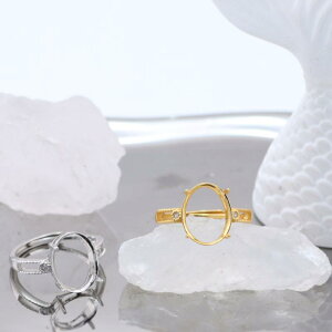 指輪 純銀 925シルバー シンプル 楕円形 オーバル 空枠 台座 石座 オープンリング サイズ調整可能 電気メッキ加工 ファッション 通勤 普段使い カジュアル ジュエリー アクセサリー