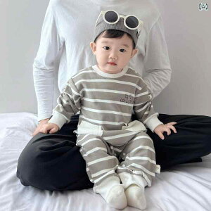 ベビー ロンパース 男の子 新生児 男児 春秋 長袖 ストライプ ボーダー 韓国 おしゃれ かわいい お出かけ着 普段使い カバーオール 赤ちゃん 服 ポリエステル素材