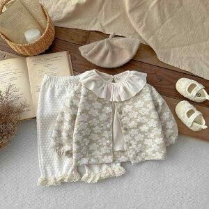 アウター キッズ 女の子 春秋 刺? 花柄 長袖 カーディガン トップス 羽織り ショート丈 シングルボタン スウィート かわいい おしゃれ トレンド やわらか 着回し抜群 カジュアル ポリエステ