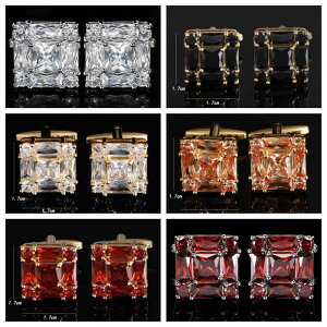 カフスボタン メンズ スクエア 正方形 ジルコニア ゴールド シルバー ホワイト ブラック ワインレッド シャンパンカラー ビジネス フォーマル 結婚式 パーティー 高級感 おしゃれ