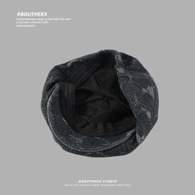 ベレー帽 レディース 女性用 ウォッシュ加工 デニム キャスケット つば付き 帽子 ゆったりサイズ 大きめ スリーシーズン 普段使い カジュアル 個性的 日よけ 紫外線対策 通気性 ライトブルー ブルー ブラック