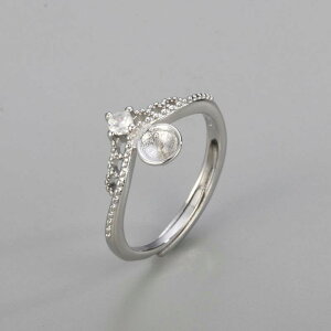 指輪 レディース DIYパールカスタム用 空枠リング 18Kゴールドメッキ レース透かし 王冠 クラウン サイズ調整可能 ファッション アクセサリー 銅製 ゴールド シルバー