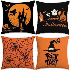 クッションカバー 抱き枕カバー ハロウィン スカル ゴースト パンプキン 麻 リネン インテリア デコレーション