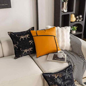 カバー クッションカバー 北欧 ジャカード織り ポリエステル アニマル柄 ヒョウ柄 トラ柄 無地 切り替え ソファ用 ベッドルーム リビング ホテル モデルルーム おしゃれ インテリア 正方形