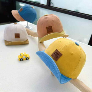 キャップ ベビー キッズ 男女兼用 野球帽 ベースボールキャップ 春秋 薄手 軽量 柔らかいつば ソフトブリム 日よけ UVカット 通気性 防風 韓国 ワンポイント レザー 綿混紡